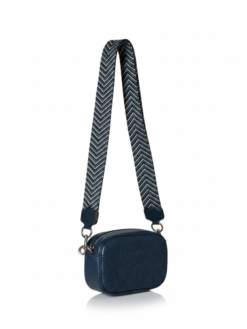 Marc Jacobs Flash Perforated Leather Camera Crossbody Bag Navy Blue - Picture 4 of 12